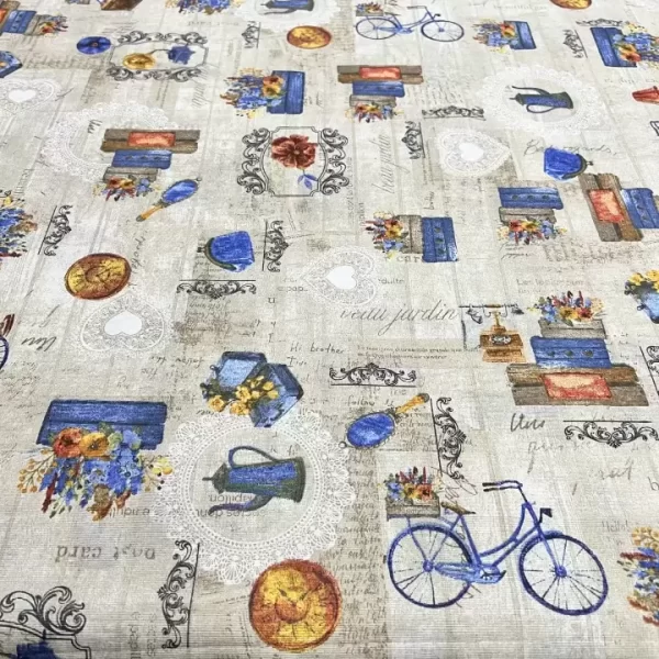 la tessil casa tessuto tessuto stampe vintage marrone misto cotone